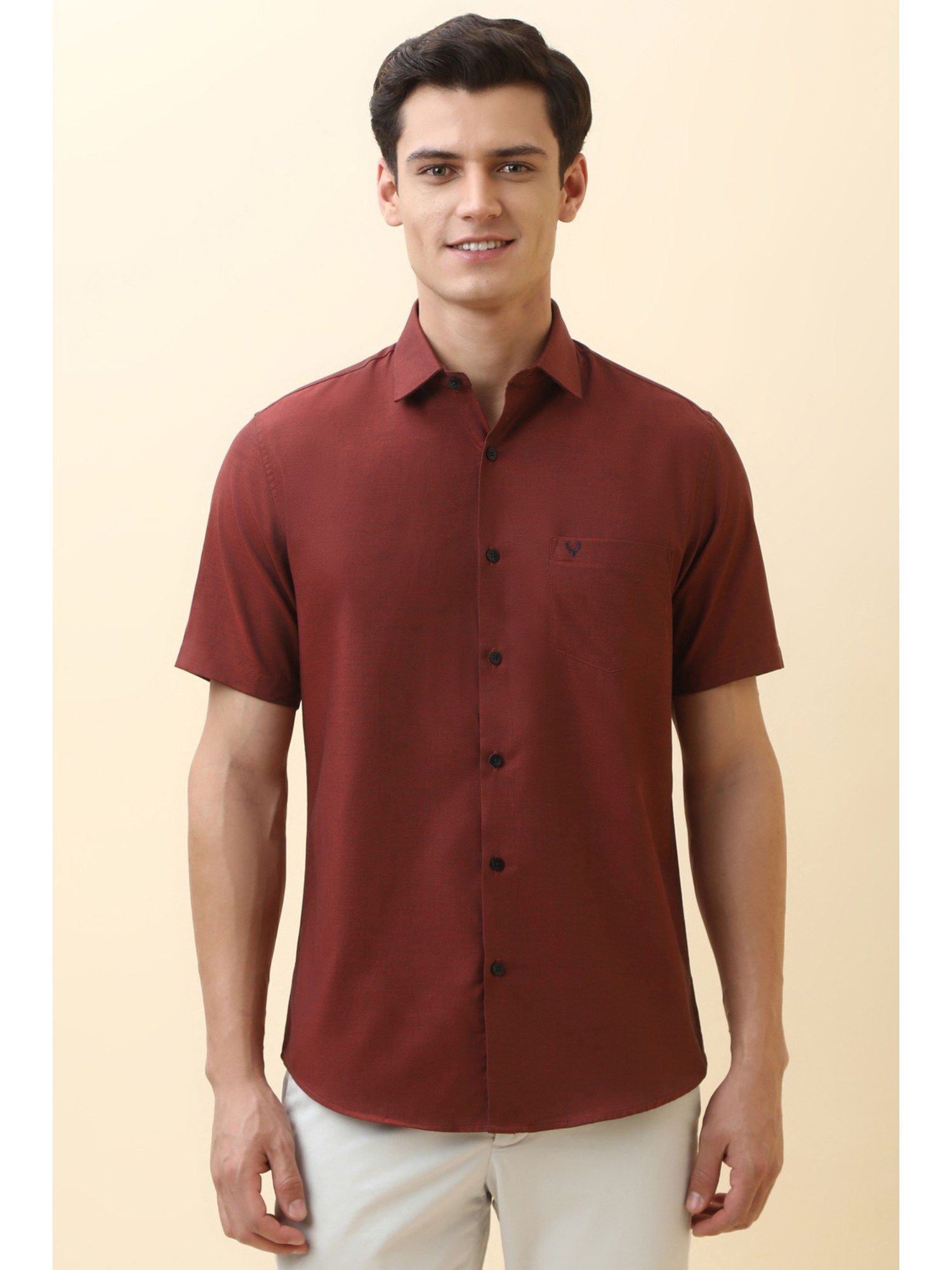 Mens Shirt Orange Slim Fit Shirt Long Sleeve Slim Fit Red Button Down Polo  Shirt Buy Allen Solly Men Maroon Solid Half