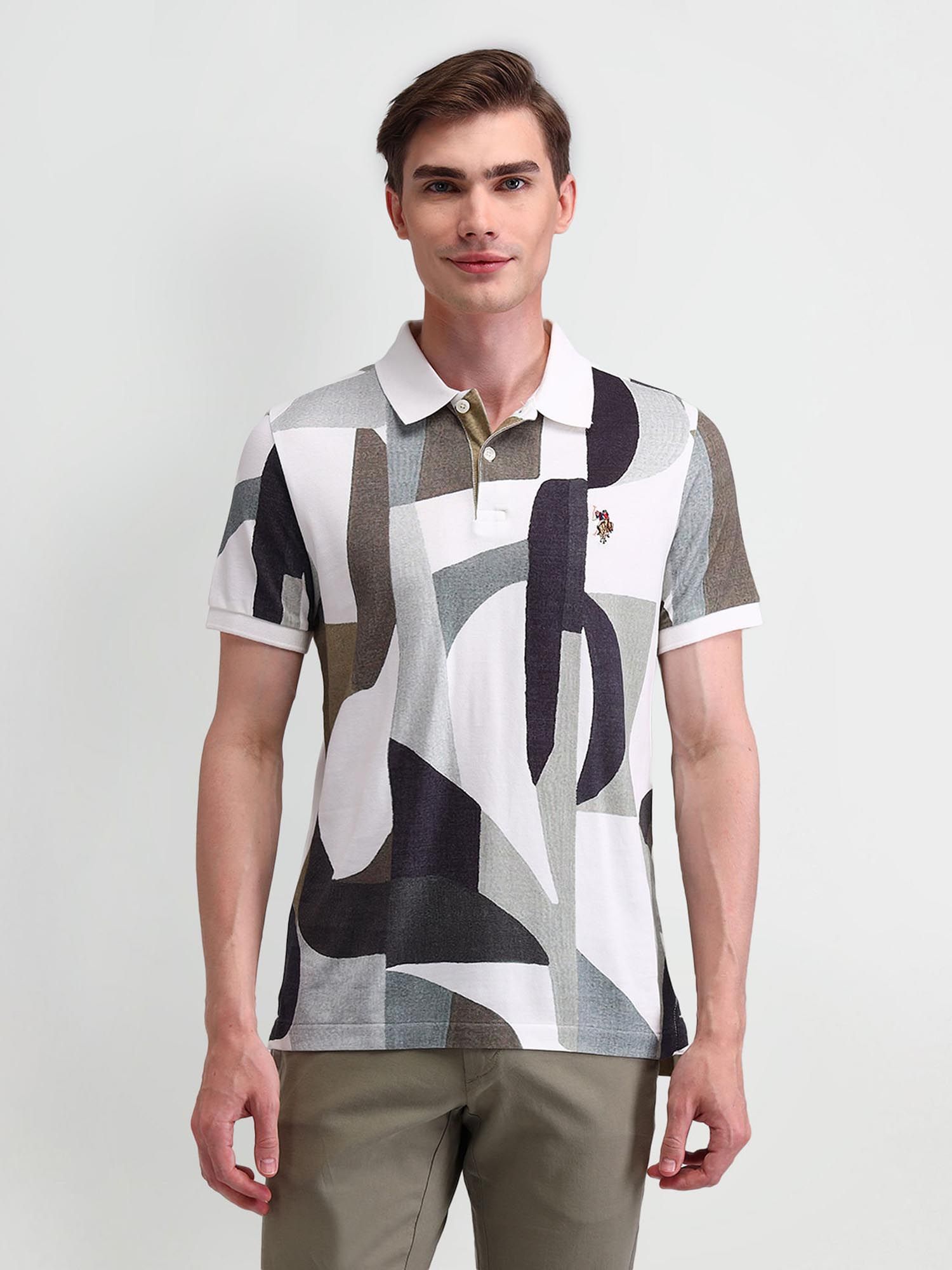 Buy U.S. Polo Assn. Denim Co. Mens Multi Colour Abstract Polo T