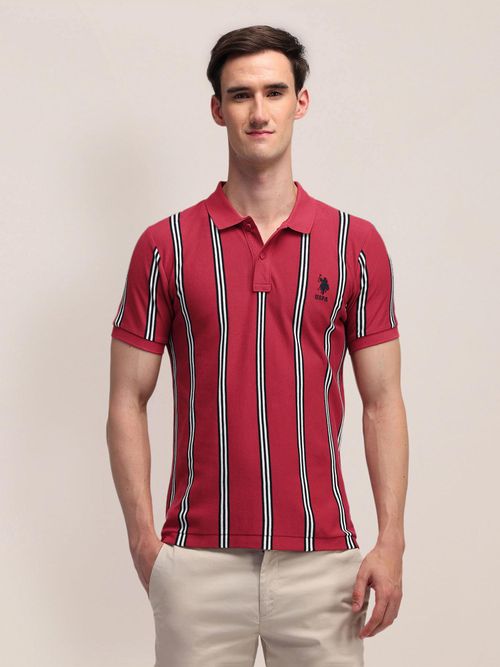 POLO Mens Red Stripes Polo T-Shirt