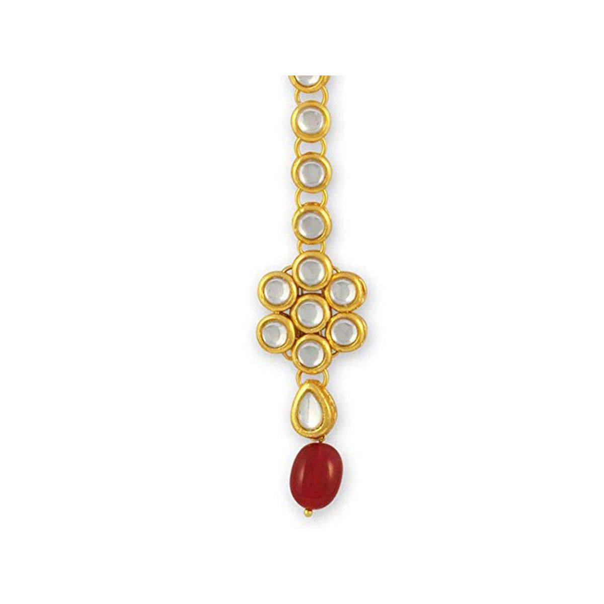 Karatcart Traditional GoldPlated Kundan Maang-Tikka For Women