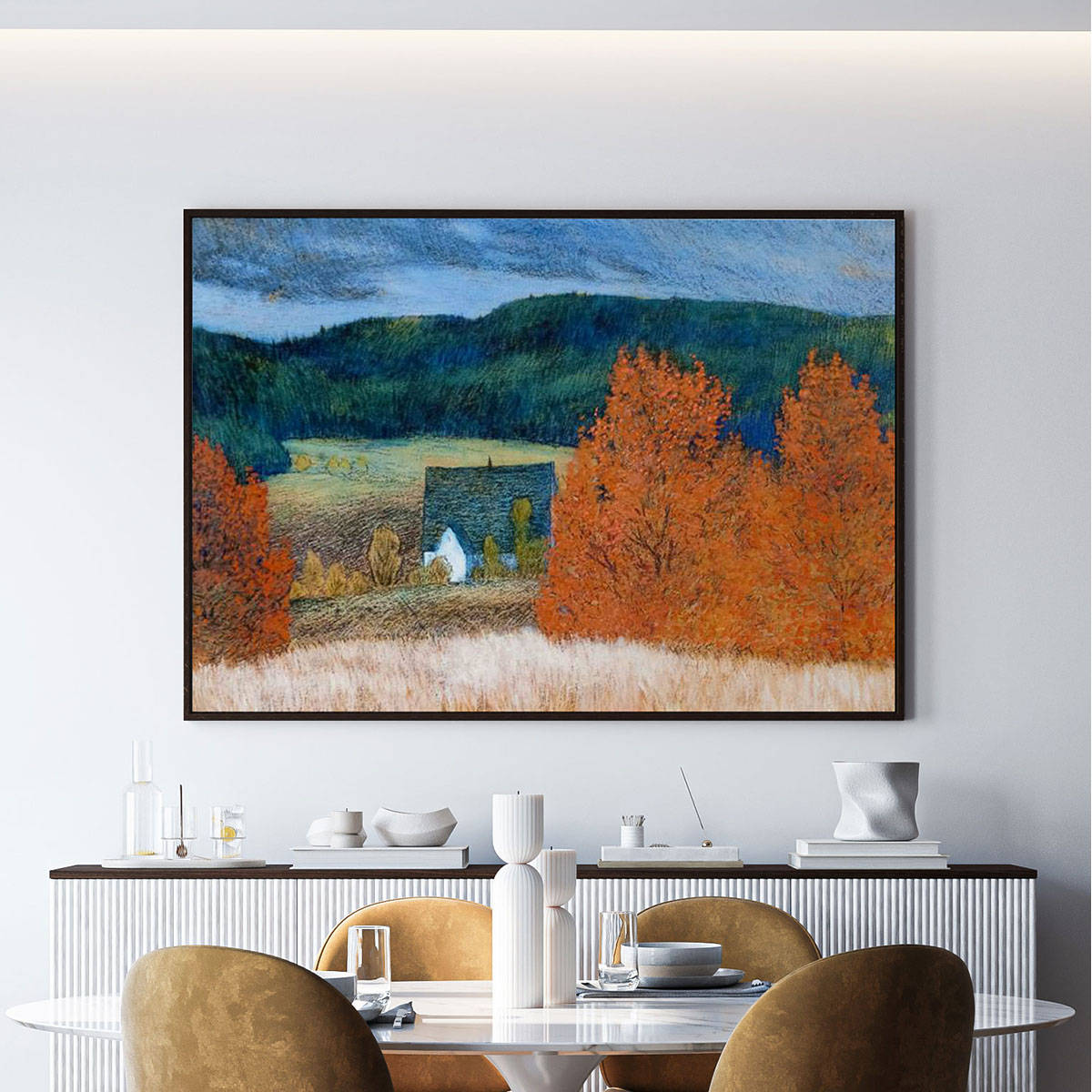 ARTCREST Autumnal Mood Painting Black Box Framed Canvas