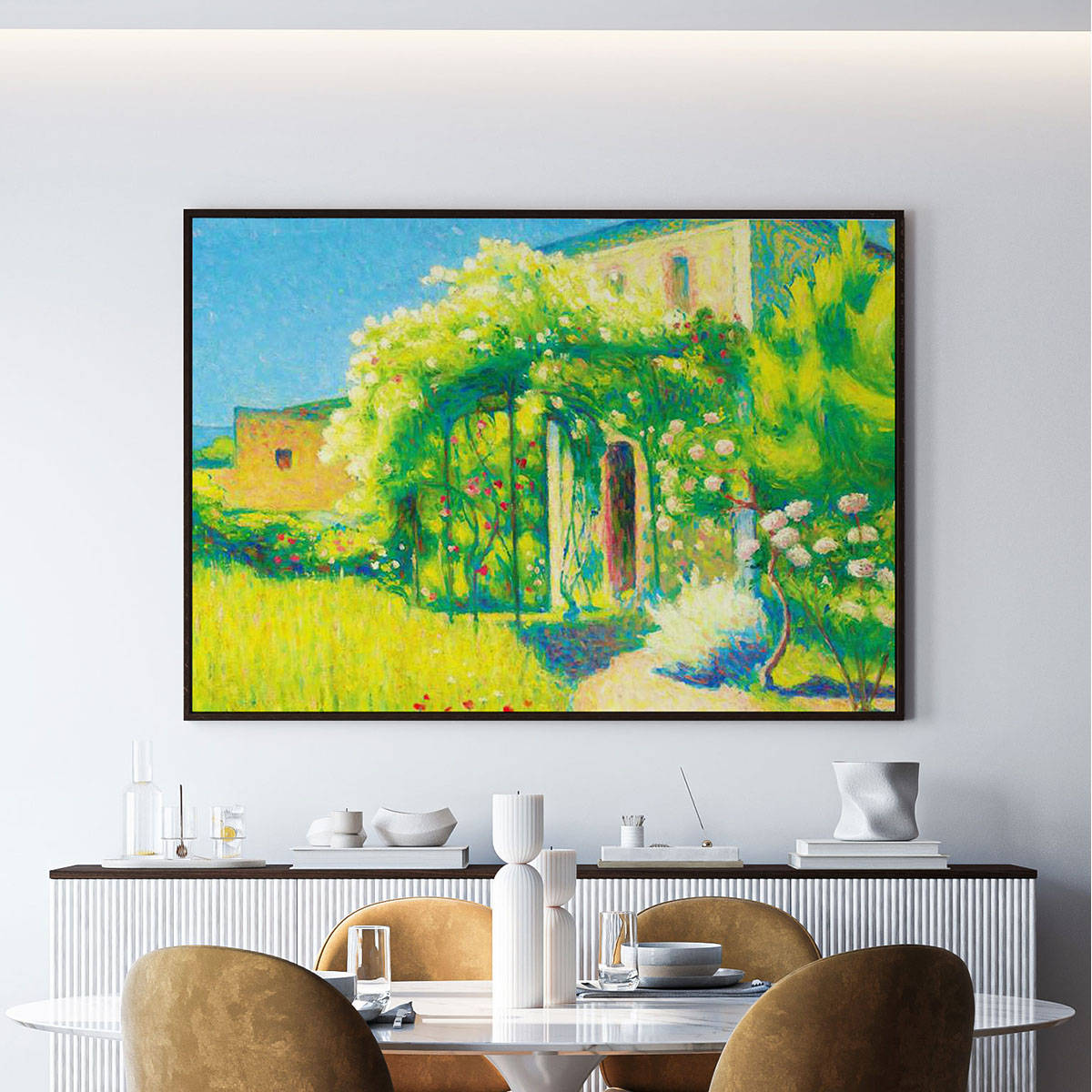 ARTCREST Blooming Garden Painting Black Box Framed Canvas