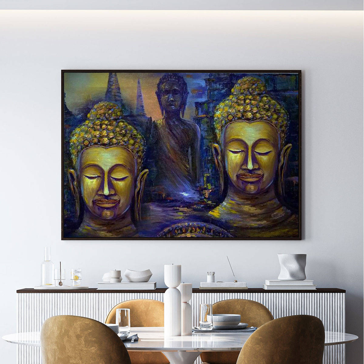 ARTCREST Buddha Black Box Framed Canvas Painting