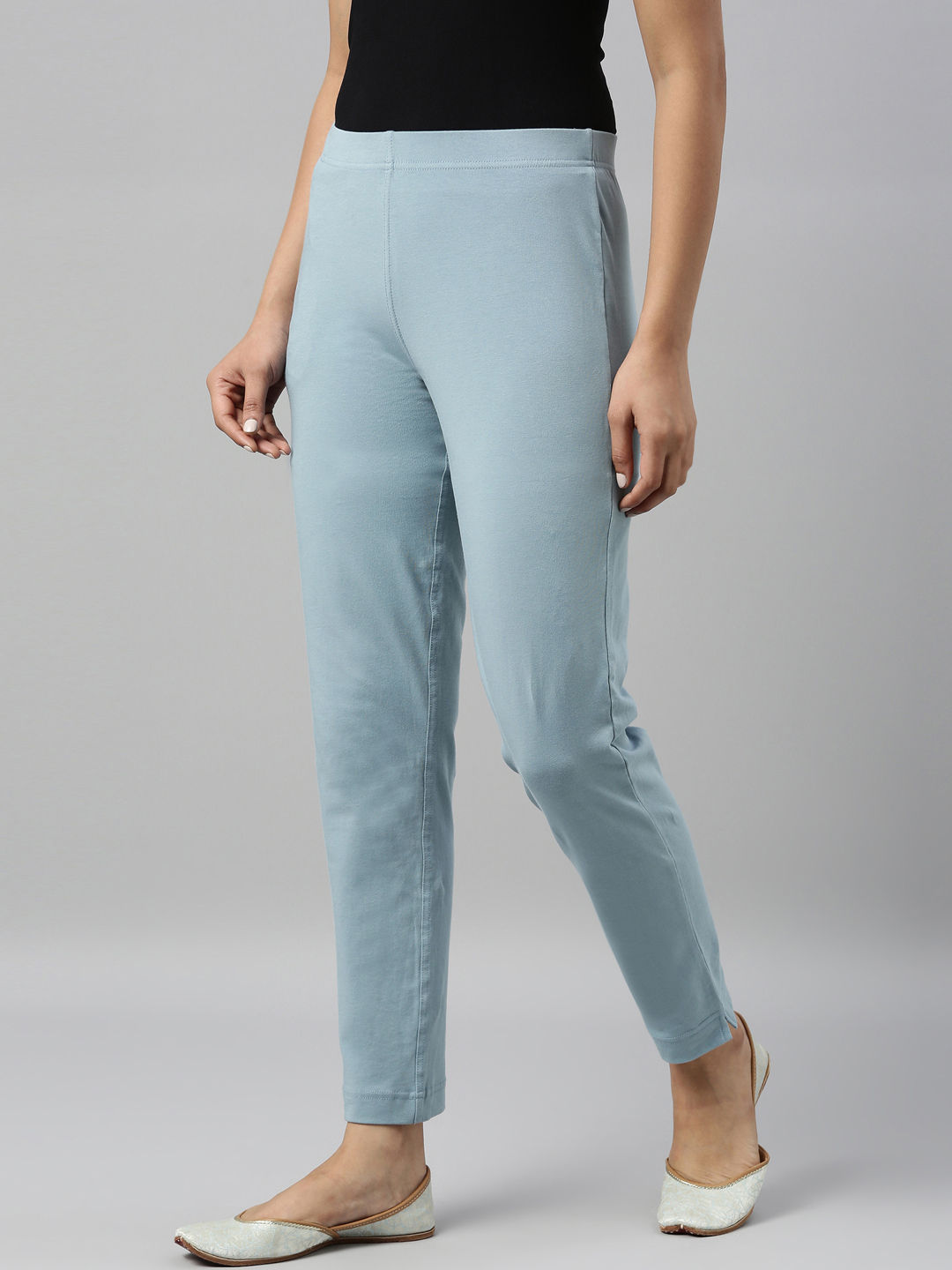 Women Sky Blue Trousers - Buy Women Sky Blue Trousers online in India