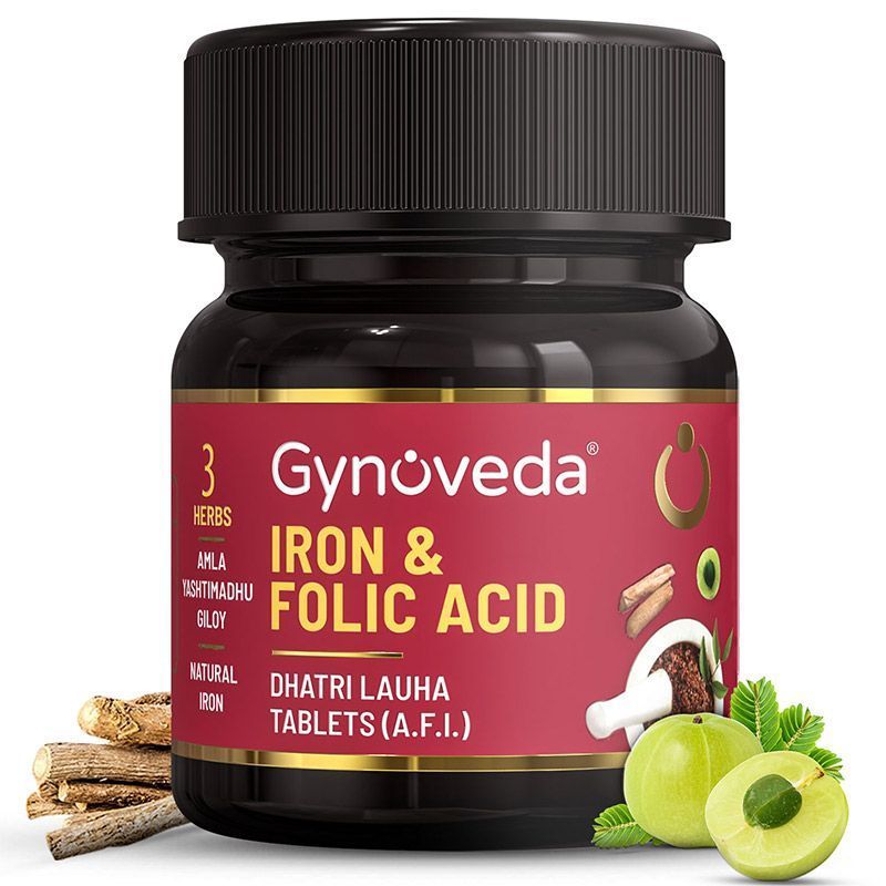 Gynoveda Ayurvedic Iron Folic Acid Supplement, Blood Builder For Hemoglobin Anemia & Pregnancy