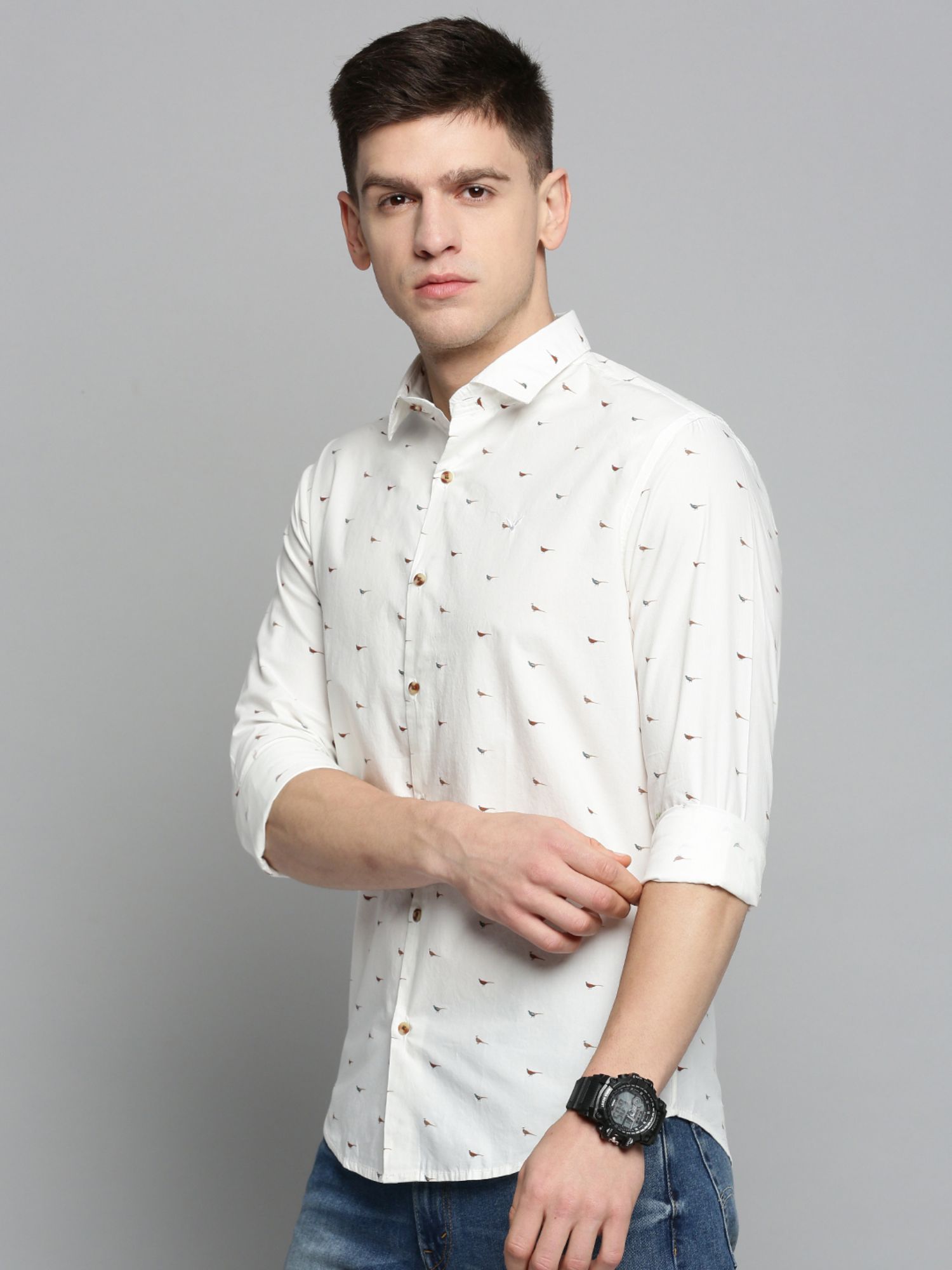 Mens white dress shops shirt spread collar