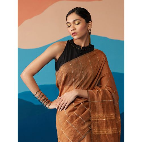 Buy Likha Black Solid Sleeveless Blouse with Hand Embroidery