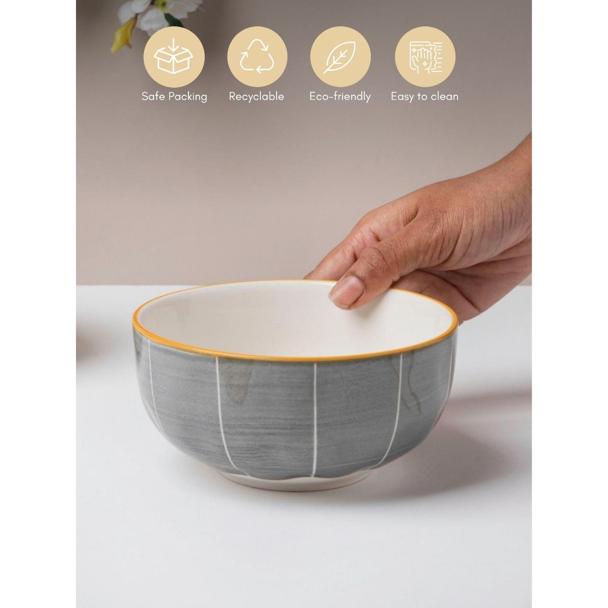 Nestasia Willow Dark Grey Microwave & Dishwasher Safe Ceramic Snack