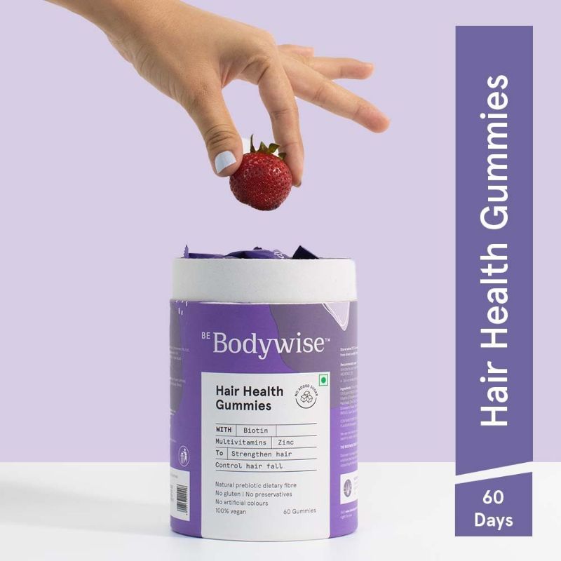 Be Bodywise 5000 mcg Biotin Gummies 60 Days Pack for Stronger Hair & Nails - Zinc & Multivitamins