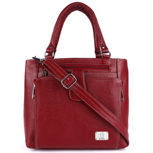 Buy HiLEDER Women Maroon Natural Leather Handbag with Detachable