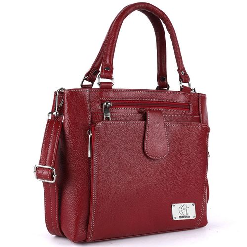 Buy HiLEDER Women Maroon Natural Leather Handbag with Detachable