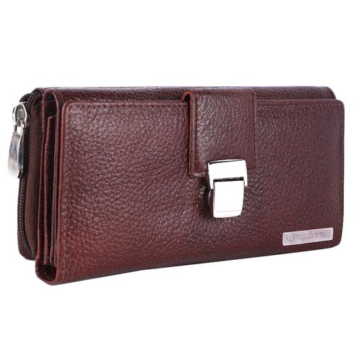 HiLEDER Women Brown Stylish Leather Purse Wallet (M)