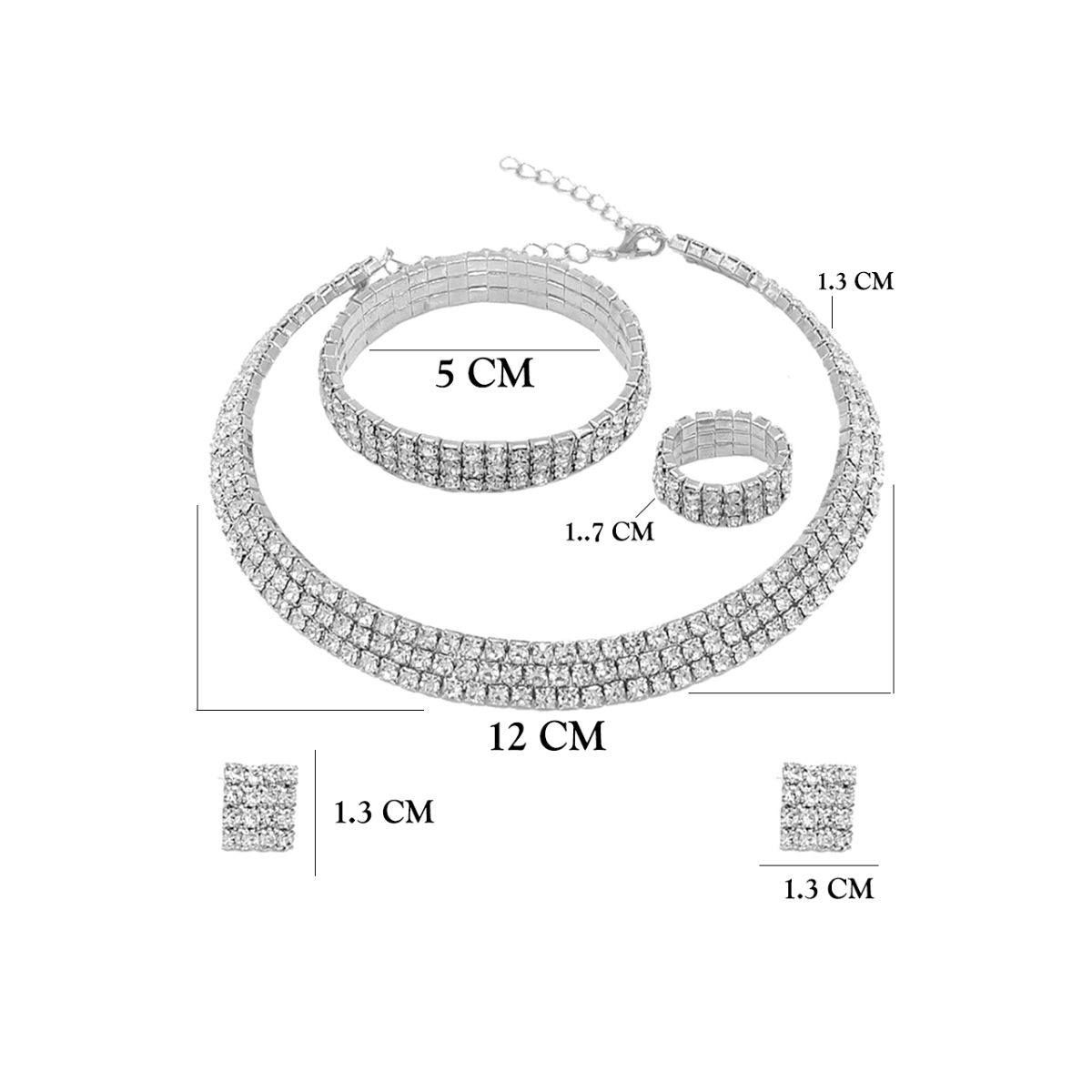 Yellow Chimes SilverPlated Crystal Stone Studded Necklace Set with