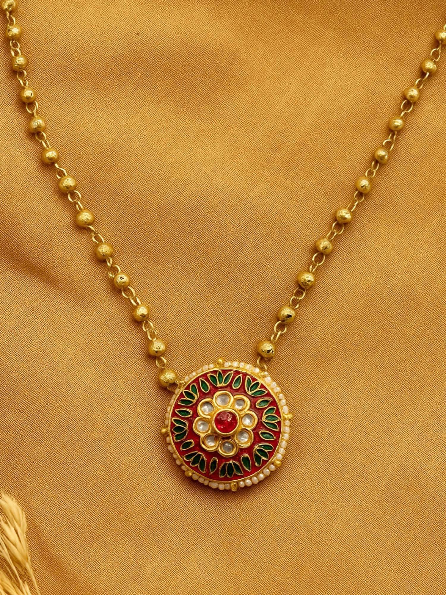 Digital Dress Room Multi-Color Gold Plated Long Necklace Kundan Mala For Women