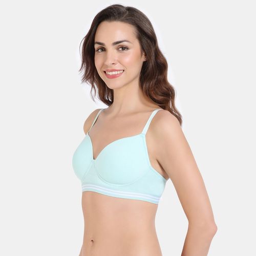 Zivame Sporty Twist Padded Non Wired 3-4th Coverage T-Shirt Bra - Plume  (38C)