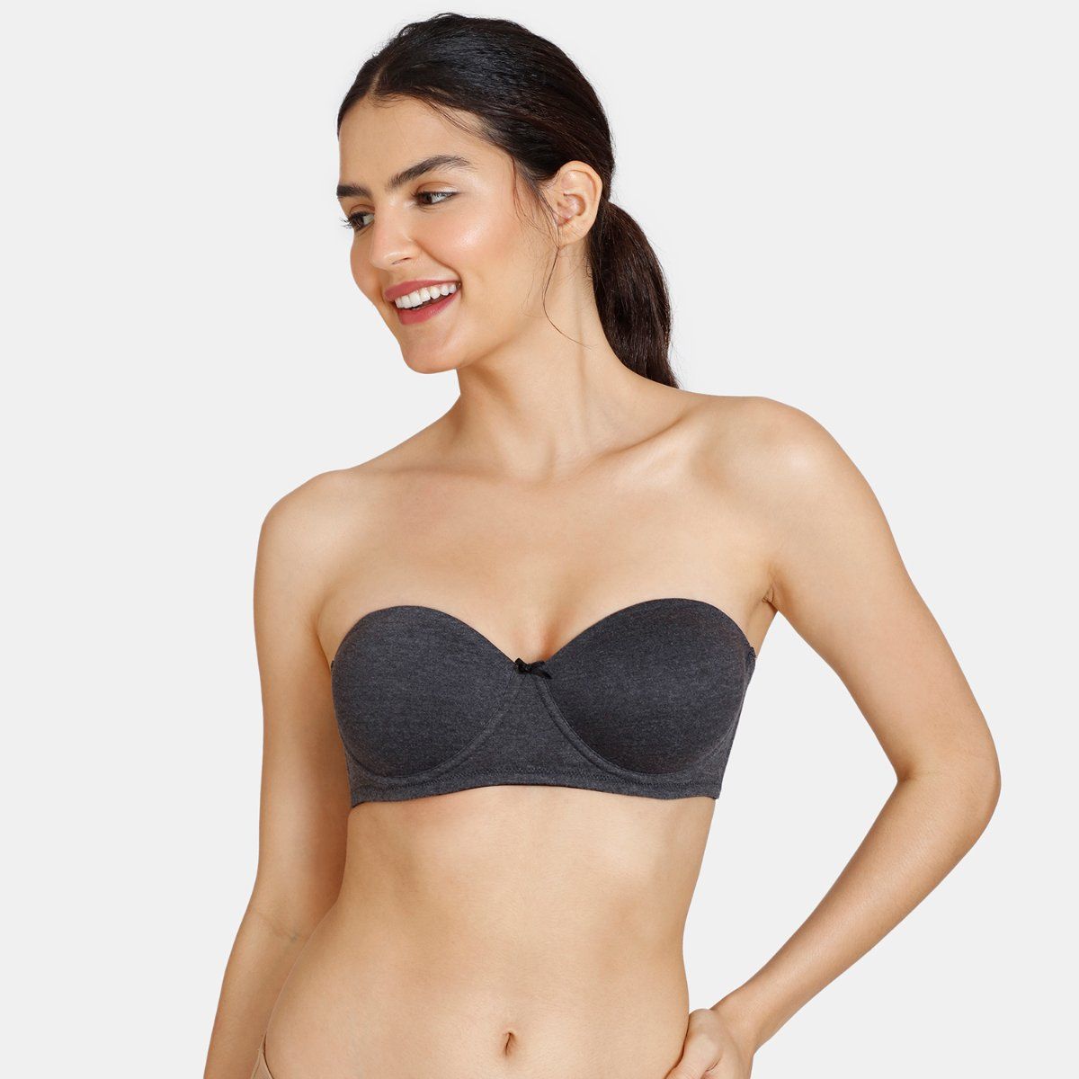 Buy Zivame Beautiful Basics Padded High Wired 3-4th Coverage Strapless Bra  - Black Online