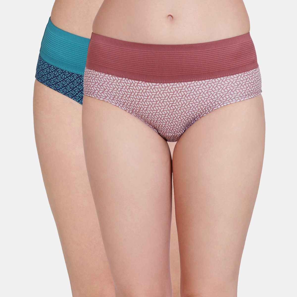Buy Zivame Mid Rise Full Coverage Tummy Tucker Hipster Panty - Assorted  (Pack of 2) Online