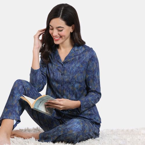 Buy Zivame Mod Magic Knit Poly Nightsuit Blue Depth (Set of
