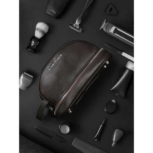 Louis Stitch Pouch : Buy Louis Stitch Mens Brunette Brown Italian Milled  Leather Toiletry Kit Travel Organizer Pouch Online