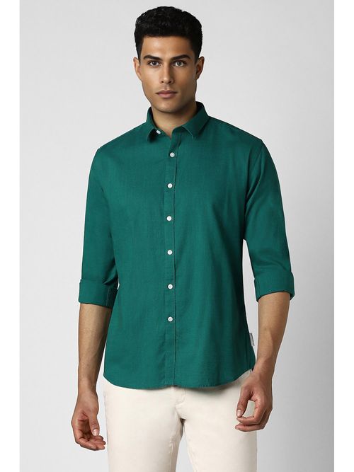 Buy Van Heusen Men Green Slim Fit Textured Full Sleeves Party