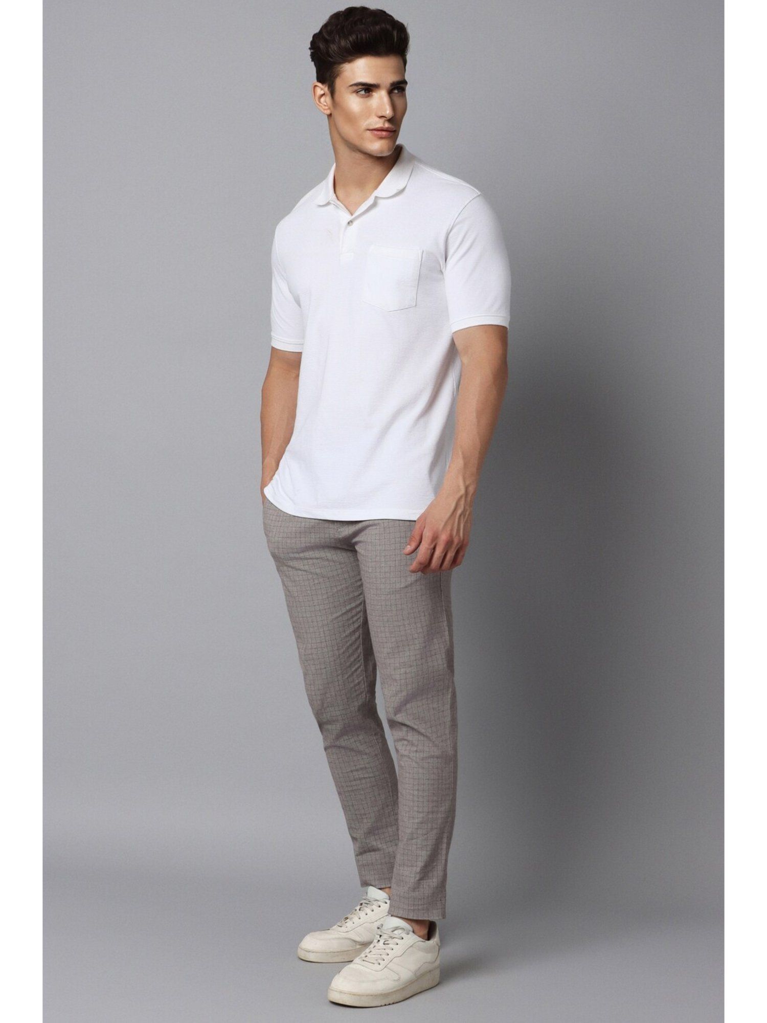 Buy SELECTED HOMME Grey Mid Rise Semi-Tailored Chinos online