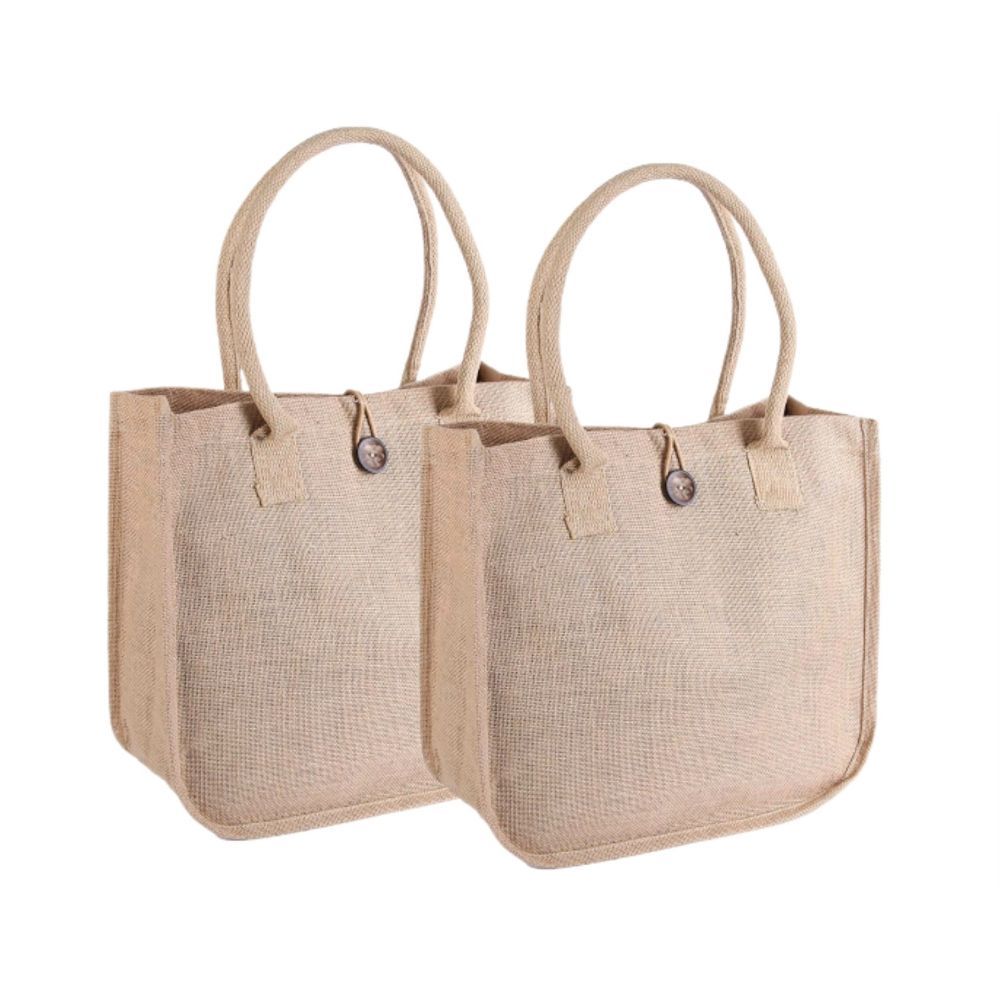 Earth Bags Essential Tote Bags With Loop Closure-pack Of 2