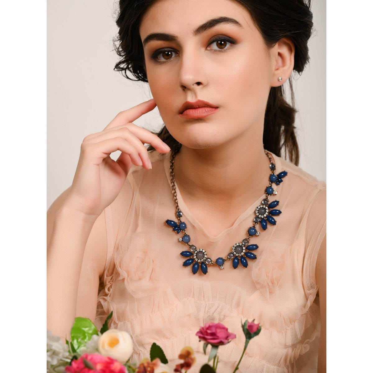 WEISS Sassy Sapphire / Navy Blue BRILLIANT Rhinestones Necklace - Ruby Lane