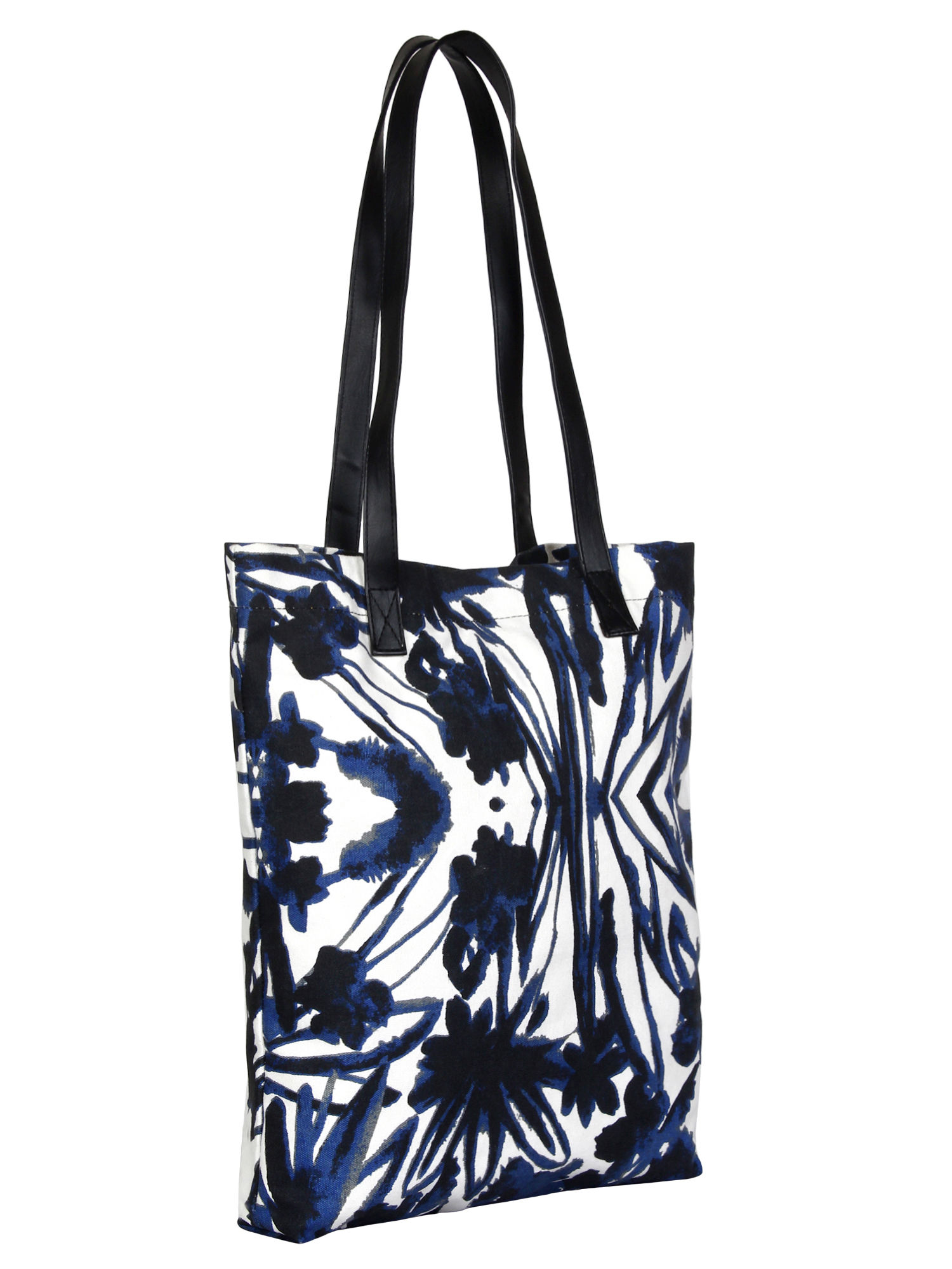 navy and white tote bag