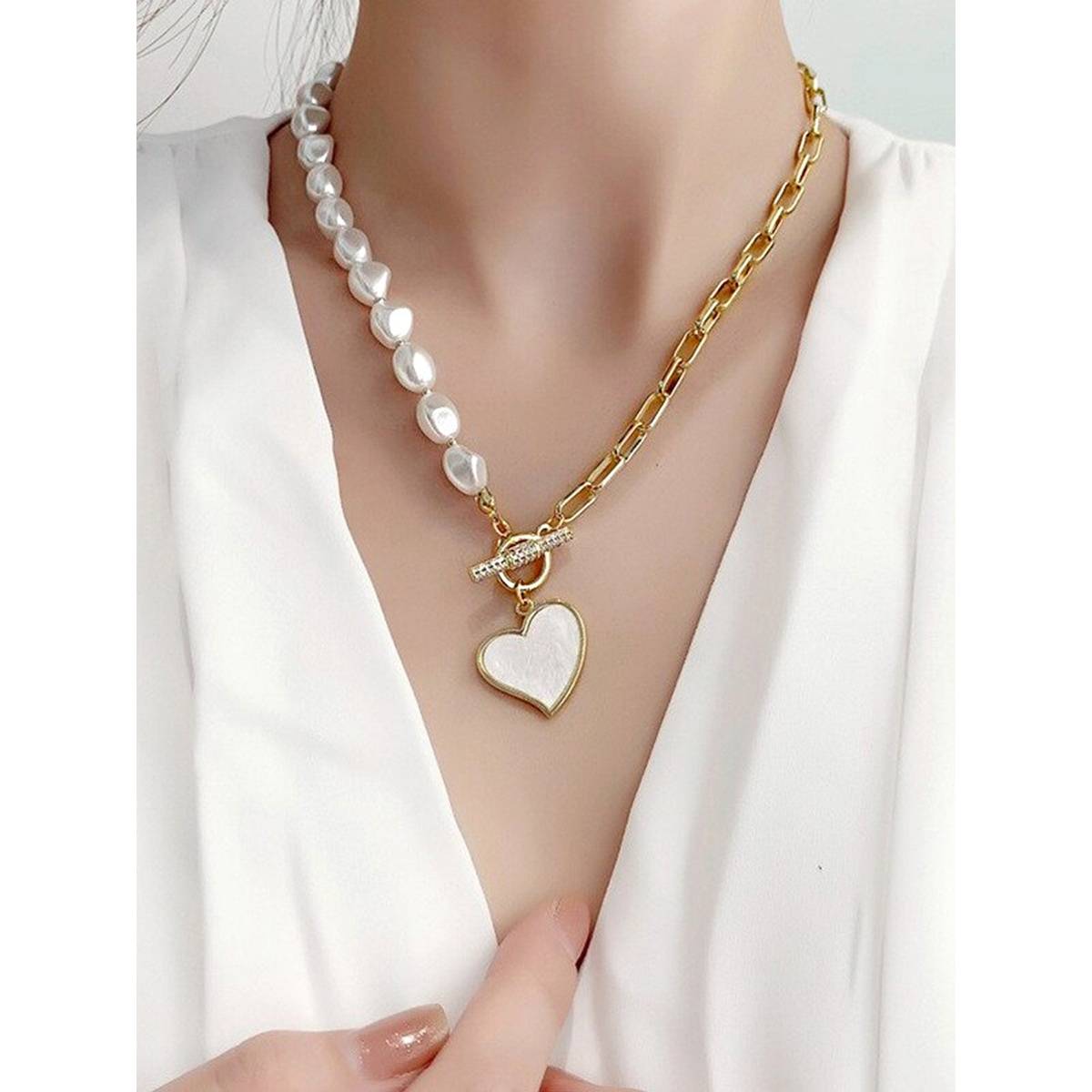 Yellow Chimes Gold-Toned & White Necklace