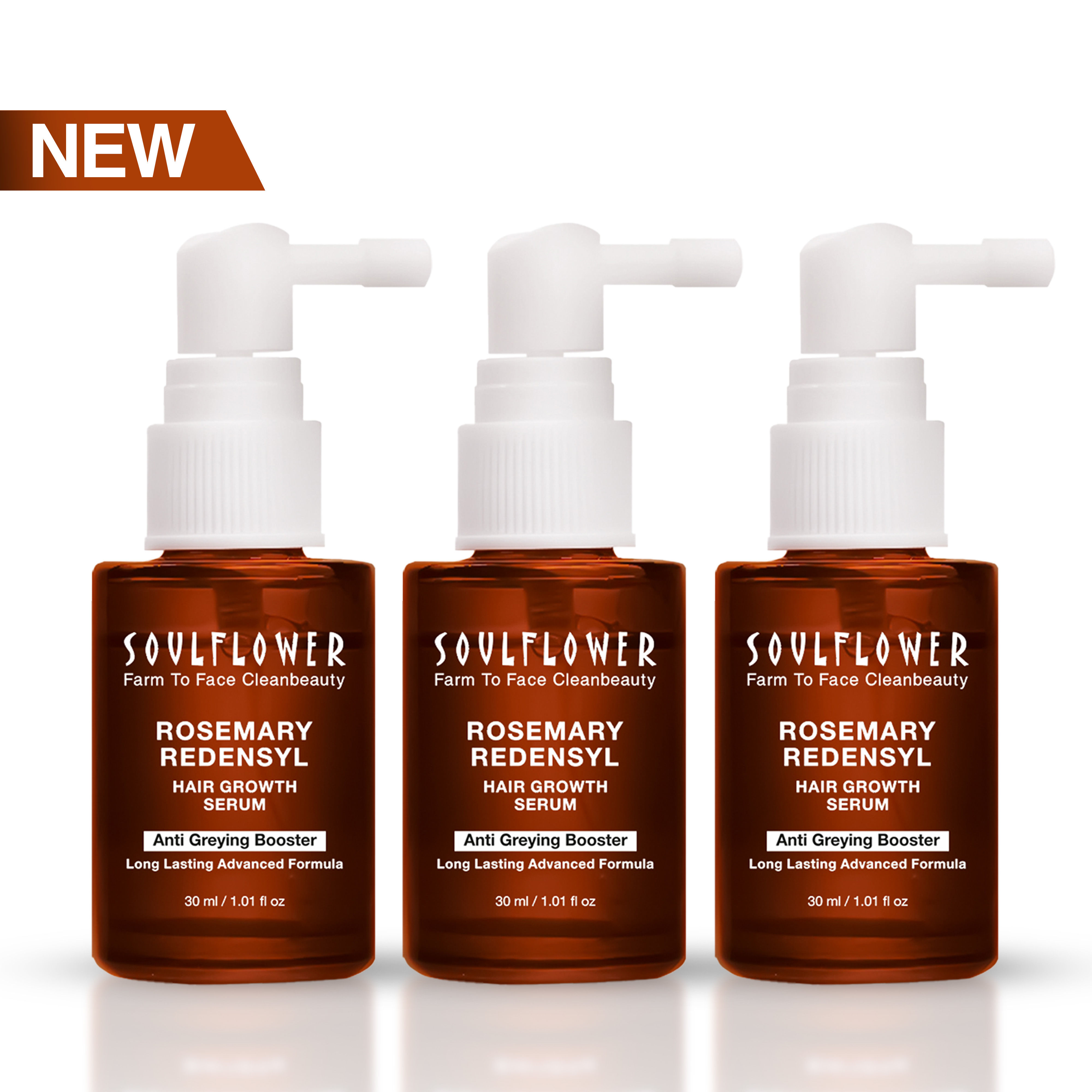 Soulflower Redensyl Hair Growth Serum Anti Greying Booster - Pack of 3