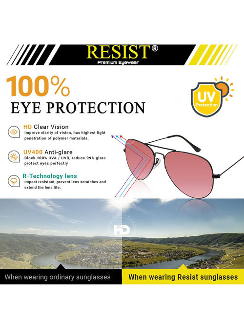 Buy RESIST EYEWEAR Unisex Black Pink Reflector Aviator Sunglass