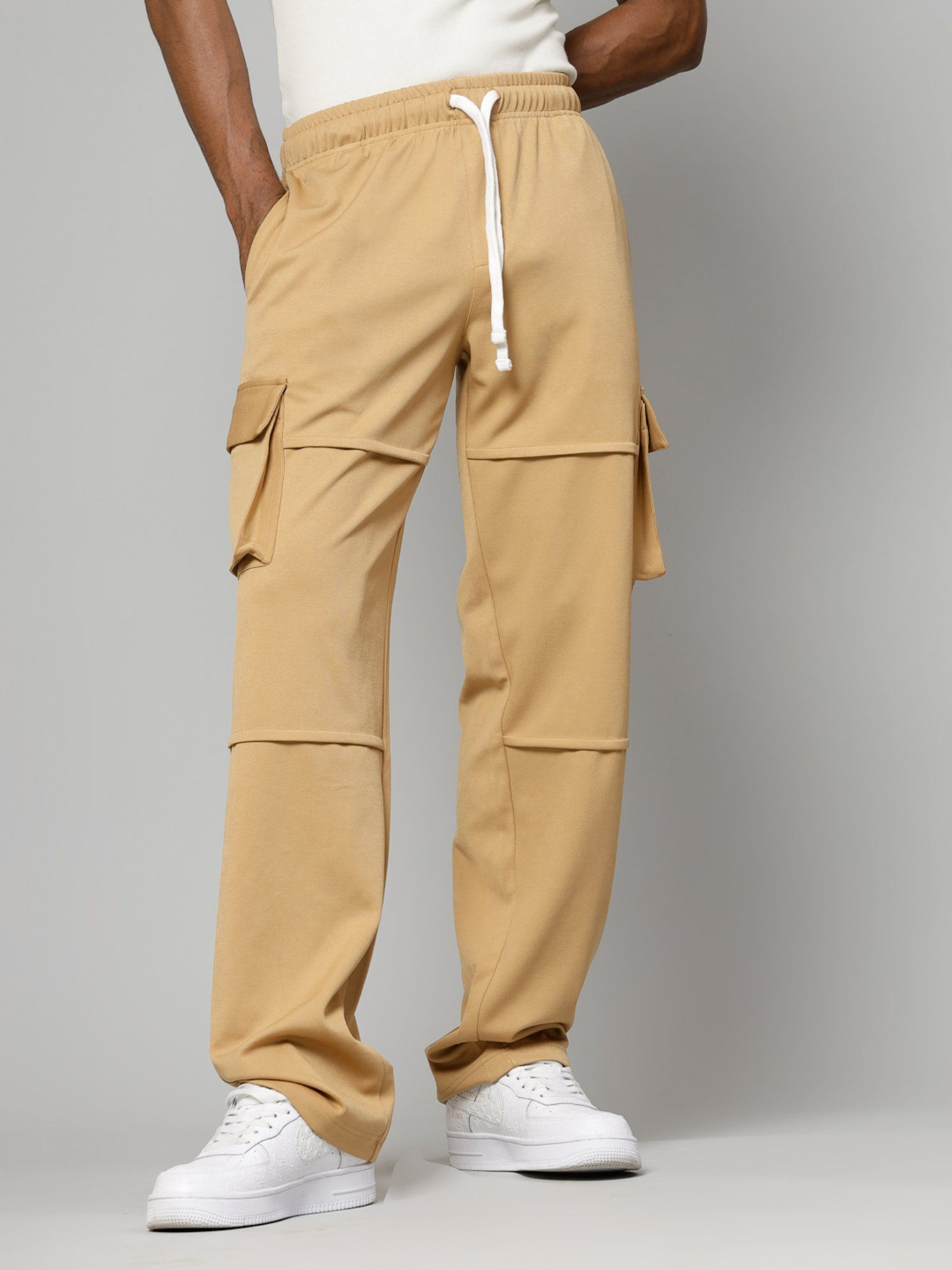 EVERDION Tan Utility Cargo Pants EVERDION Tan Utility Cargo Pants