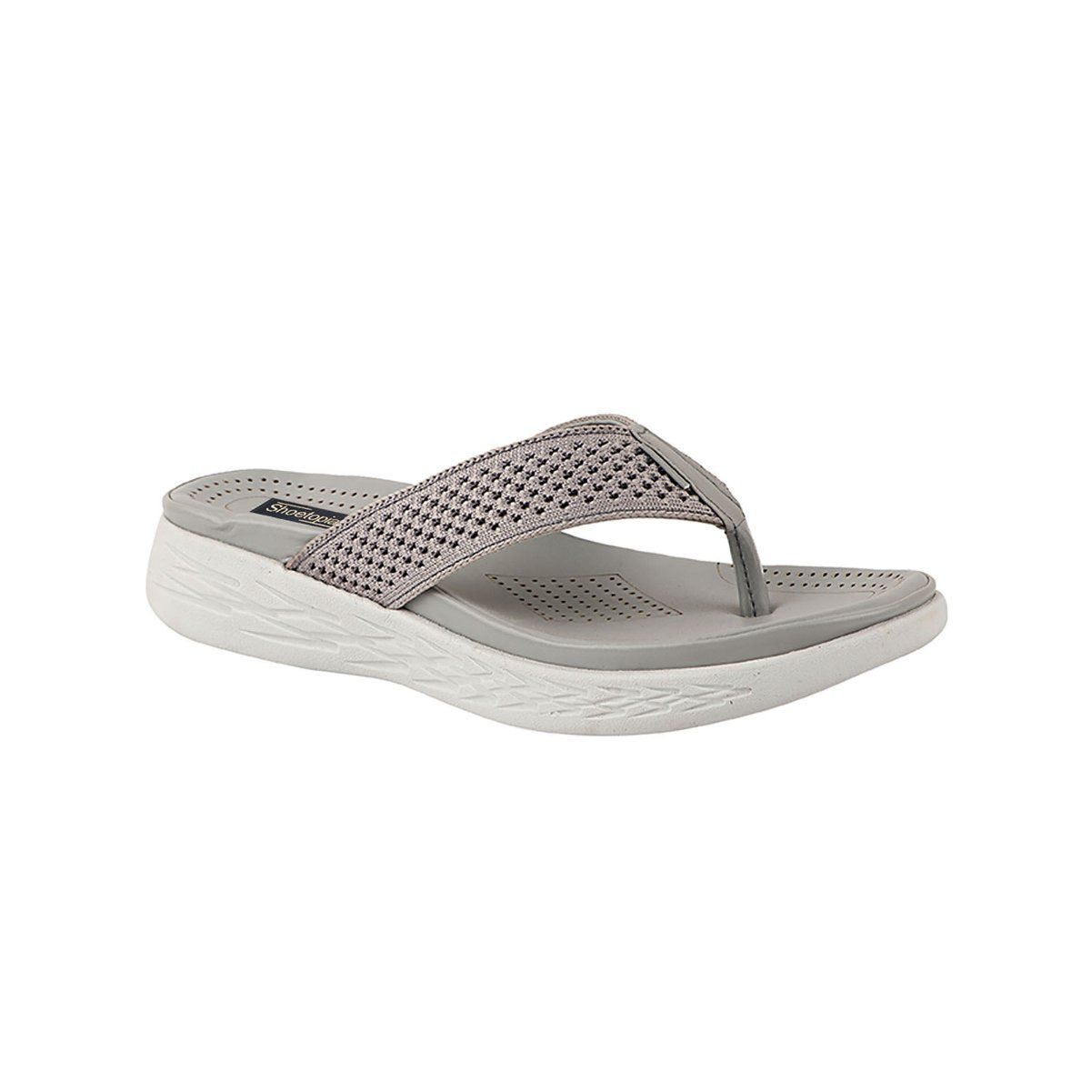 Buy Shoetopia Women Solid Grey Flipflops Online