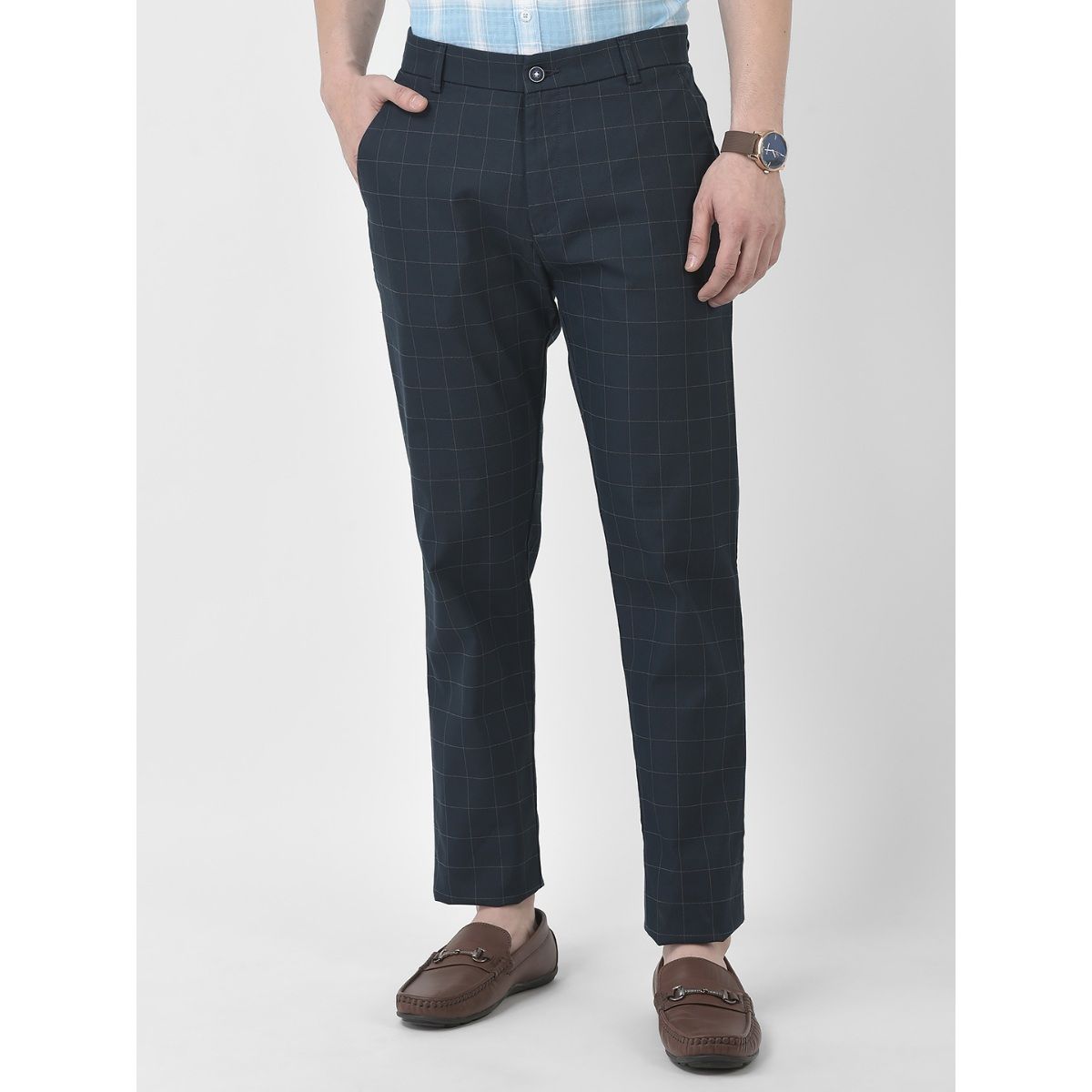 Noak Slim Fit Suit Trousers In Navy Grid Check, $25 | Asos | Lookastic