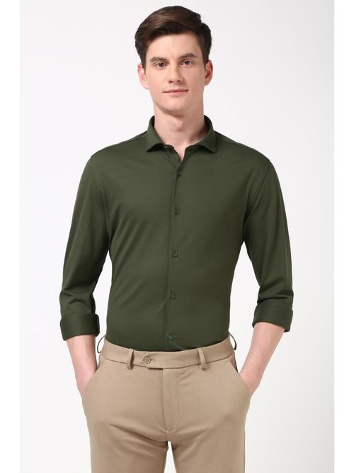 Buy Peter England Men Olive Super Slim Fit Formal Shirt Online