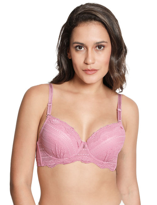 Shyaway Susie Full Coverage Underwired Lace Padded Bra- Pink