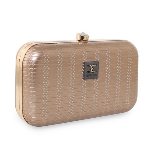 ESBEDA Gold Color Emboss Brick Pattern Clutch For Women
