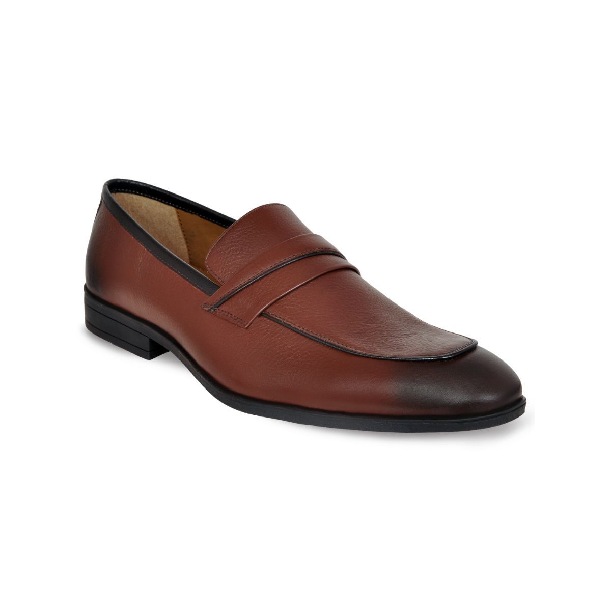 Allen Cooper Brown Formal Loafers Shoes For Men - 7