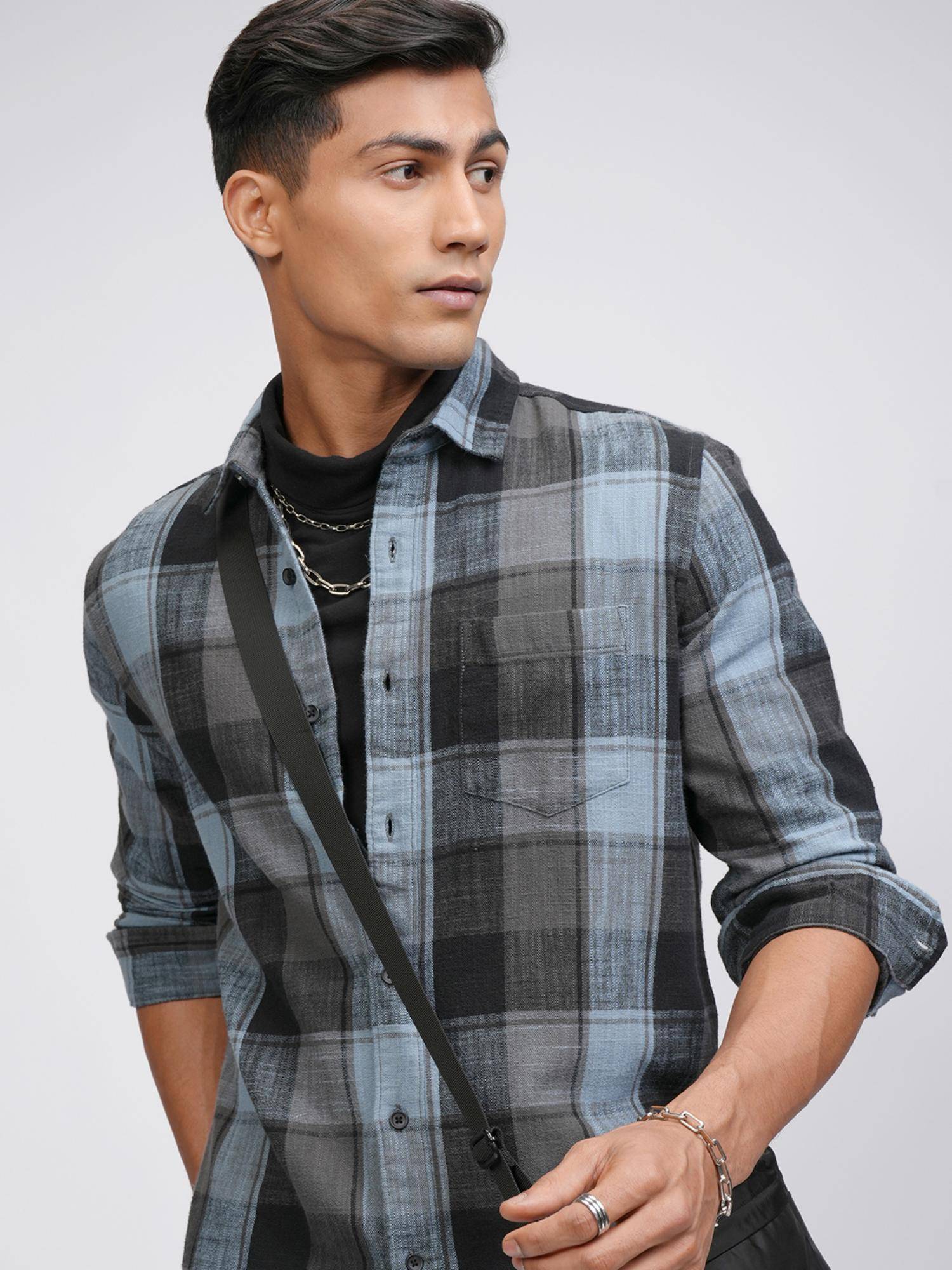 Buy HIGHLANDER Men Multi-Color Cotton Checks Slim Fit Shirt Online