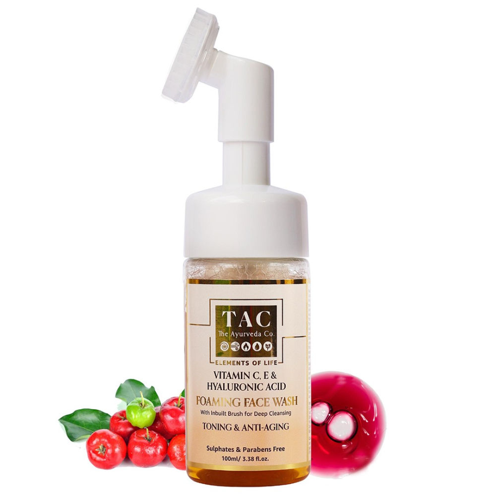 TAC - The Ayurveda Co. Vitamin C Foaming Face Wash For Dry Skin & Glowing Skin With Hyaluronic Acid