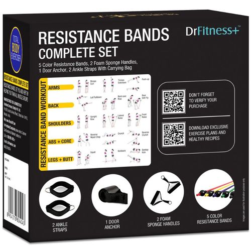 Buy MuscleXP DrFitness+ Resistance Band Complete Set, 5 Color