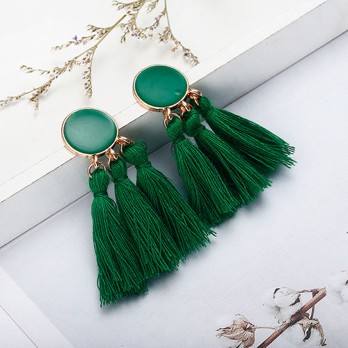 Buy Jewels Galaxy Custom Gold Plated Thread Tassel Earrings For