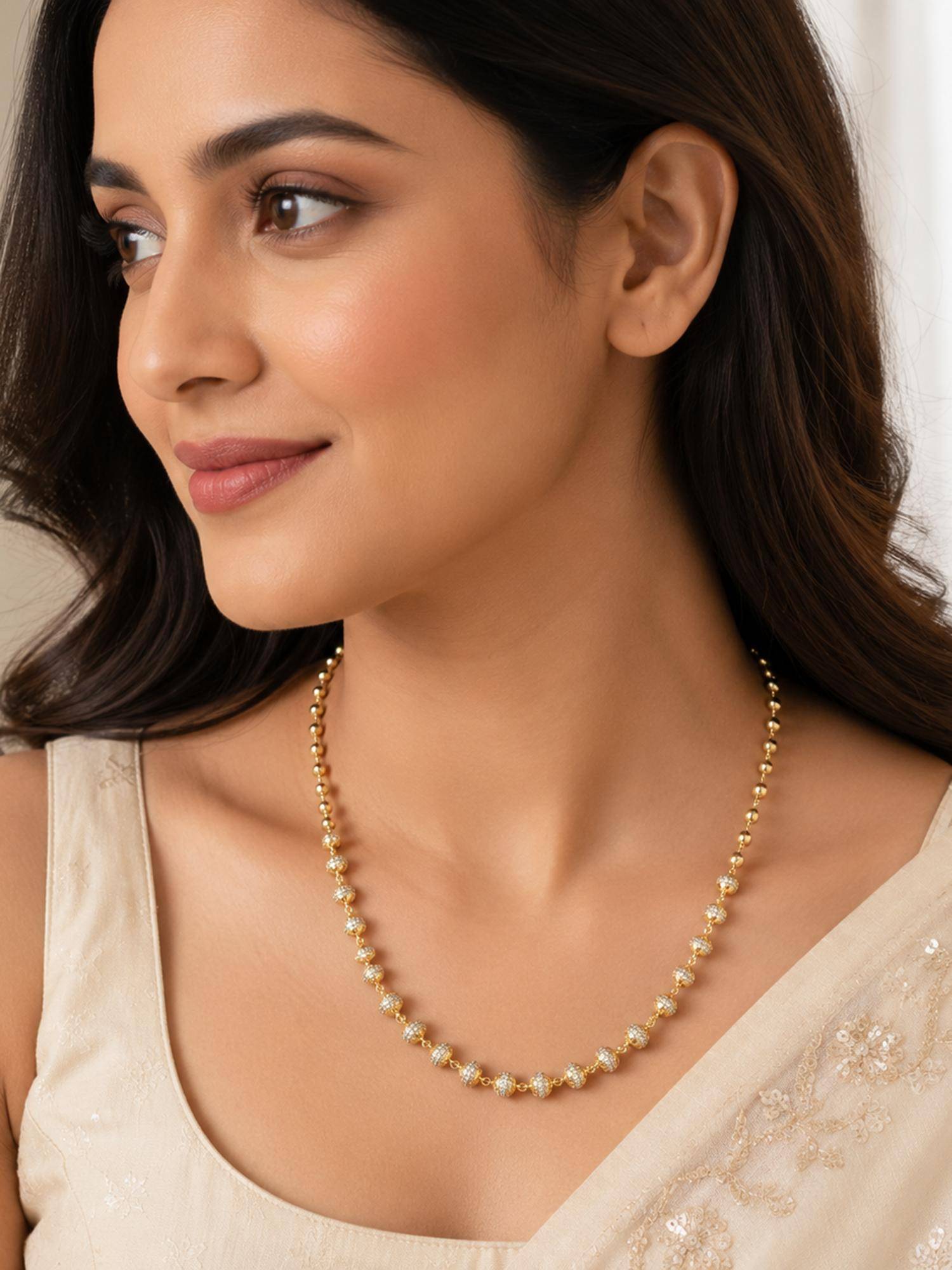 Nuyug Dual tone graduation matar mala chain