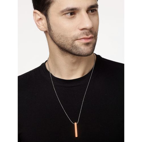 NVR Men Copper- Silver Plated Geometric Pendent with Chain Necklace