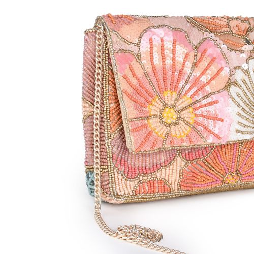 Accessorize London Women's Pink Classic Beaded Embellished Clutch