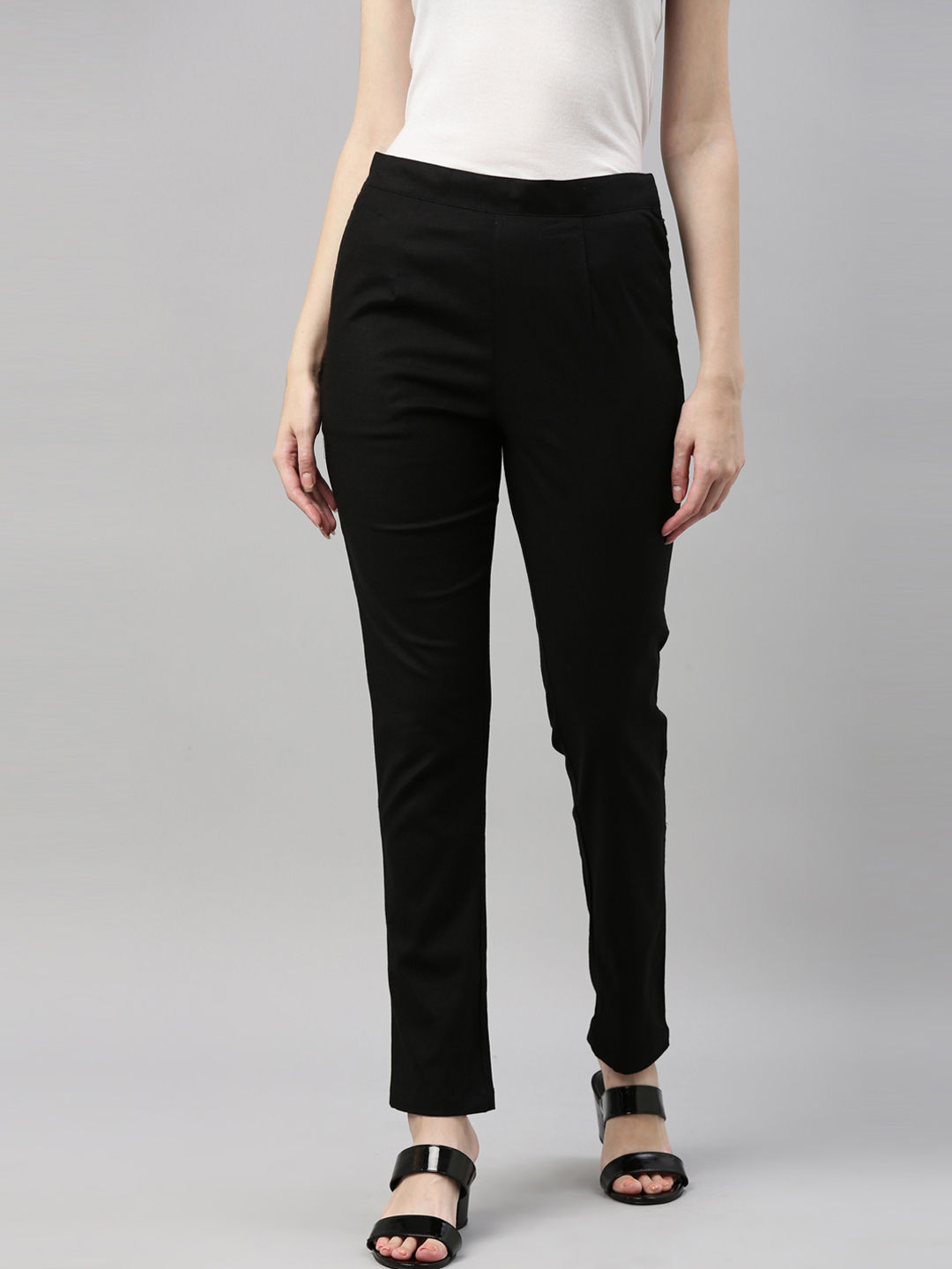 Buy Maniac Womens Solid Polyester Black pencil Fit Trouser Online at Best  Prices in India  JioMart