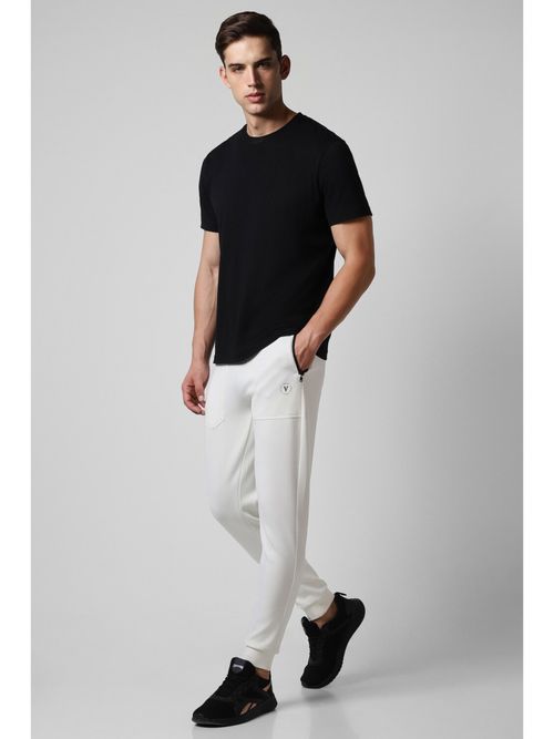 Van Heusen Men Off White Solid Casual Jogger Pants