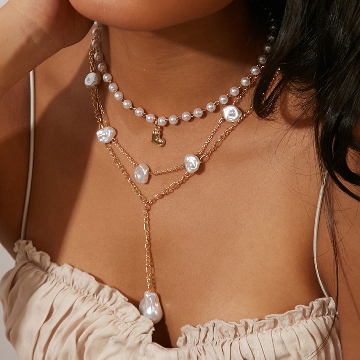 60s Faux Pearl Lariat Necklace → Hotbox Vintage