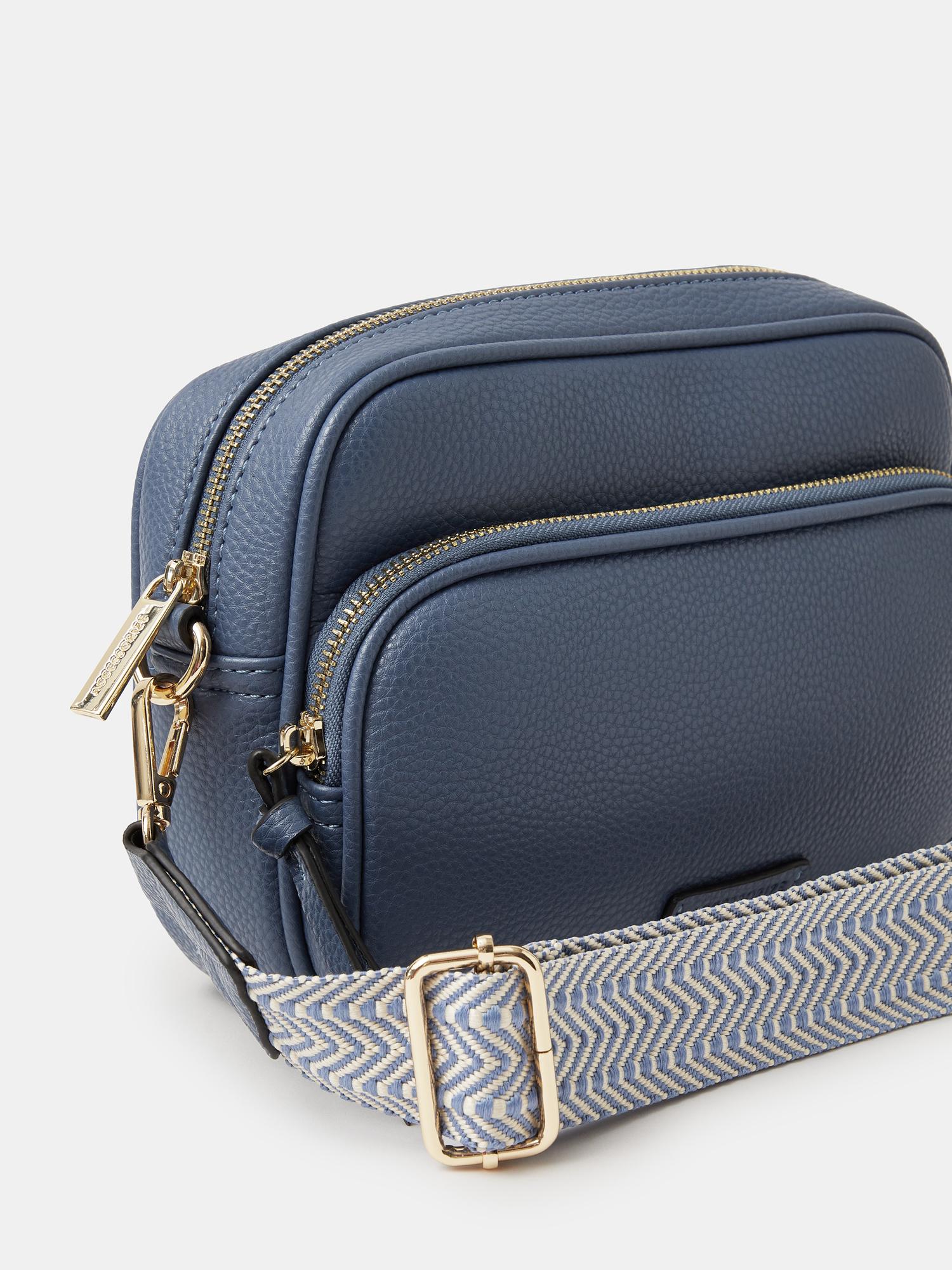 Buy Accessorize London Women's Blue Double Zip Sling Bag Online