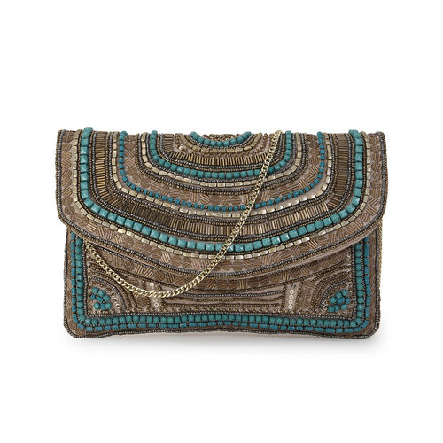 Buy Anekaant Ghoomar Copper Turquoise Cotton Canvas Abstract